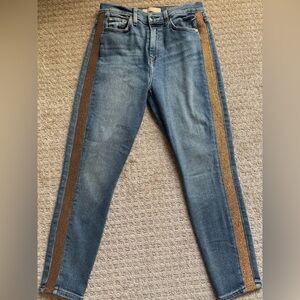 7 For All Mankind Luxe Vintage Side Stripe Skinny Jeans Blue Denim Sz 29